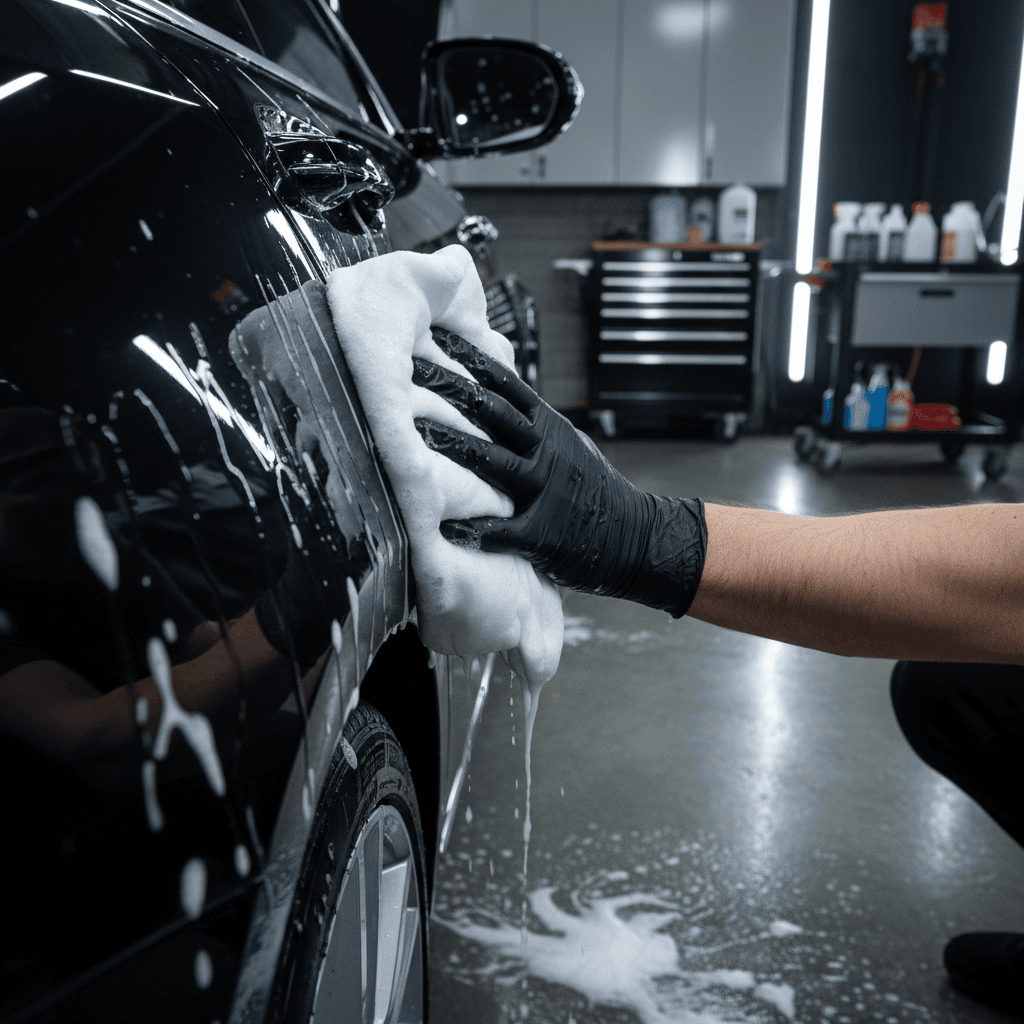 Technician brushing a car air vent